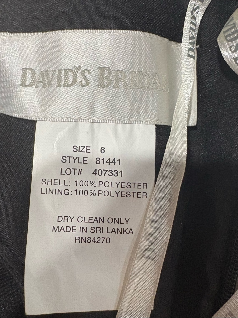 David’s Bridal Black Halter Dress Sz 6 Satin Gown Chiffon Prom Bridesmaid - Picture 4 of 12